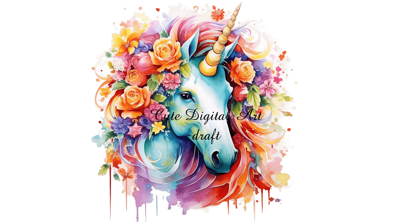 Enchanting Unicorn Delight: Whimsical Clip Art Collection with Floral Flourish