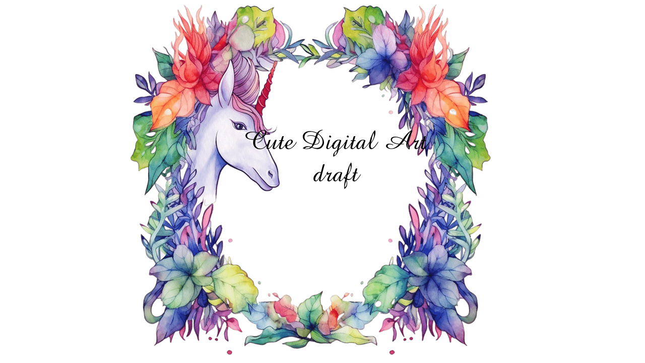 Enchanting Unicorn Delight: Whimsical Clip Art Collection with Floral Flourish