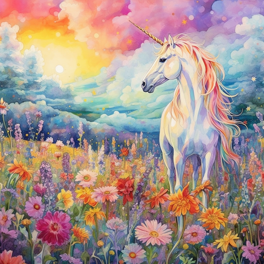 Enchanted Meadow: Whimsical Unicorn Wall Art